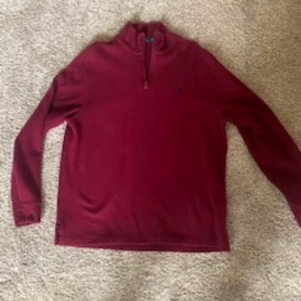 Polo Ralph Lauren XL 3/4 Zip Men's 100% Cotton Pullover Wine